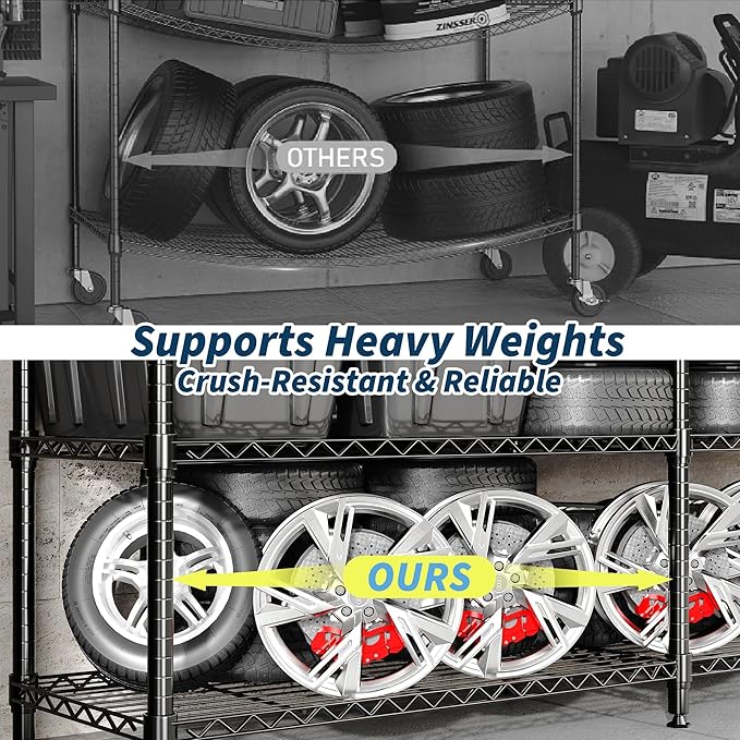 4-Tier Metal Storage Shelves, Adjustable Wire Shelving Unit - Image 5