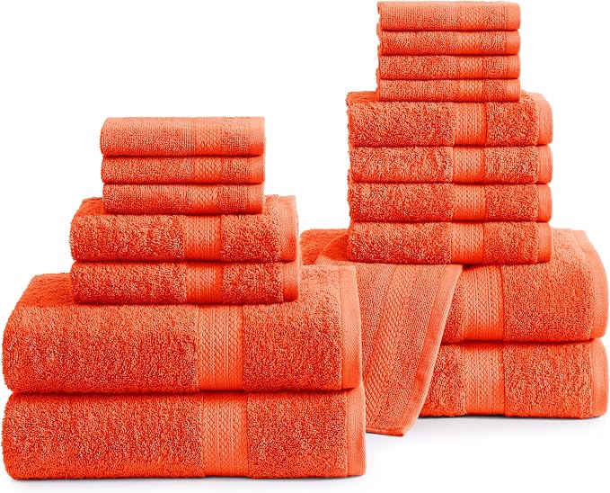 LANE LINEN 100% Ring Spun Cotton Luxury Bath Towel Set, 8 Washcloths, 6 Hand by LaneLinen