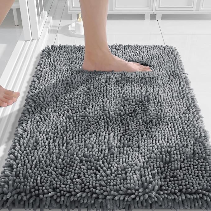 Yimobra Chenille Bathroom Rugs Non Slip, Extra Thick Soft Absorbent Bath Rug by Yimobra