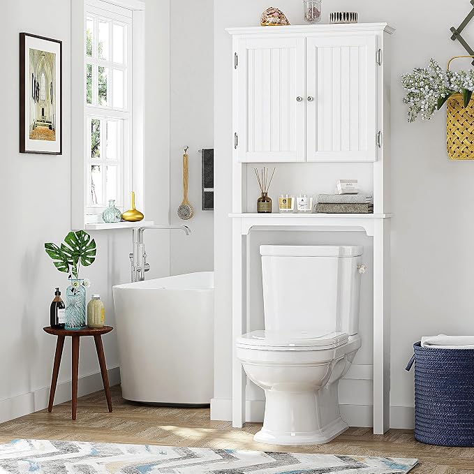 UTEX Over The Toilet Storage Cabinet, Over Toilet Bathroom Organizer - Image 3