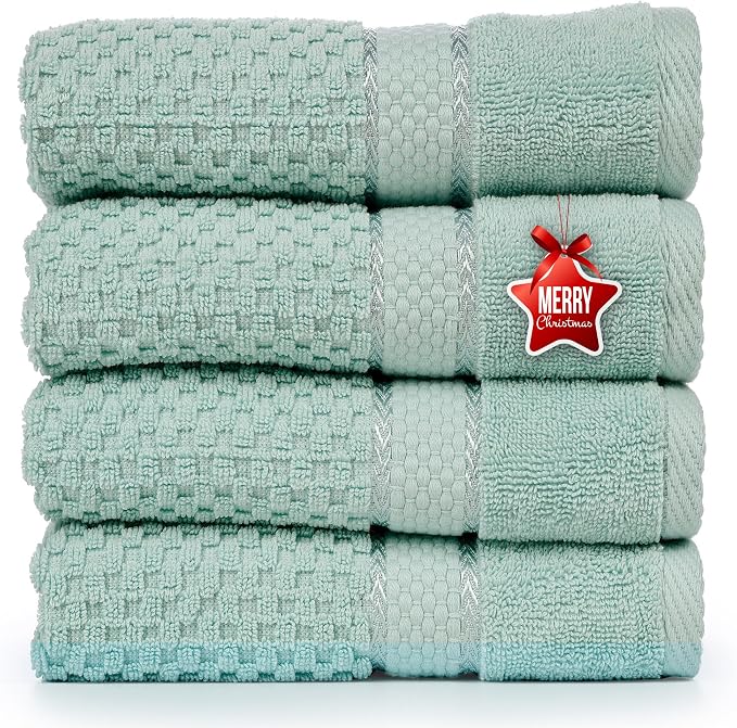 Ample Decor Bath Towels for Bathroom Set of 4 100% Cotton Popcorn Textured by AmpleDecor