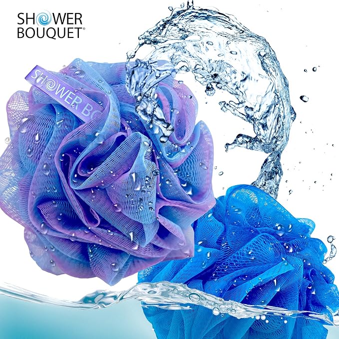 SHOWER BOUQUET Loofah Bath-Sponge XL Swirl-Deep-4-Pack // Extra Large 75g Soft - Image 4