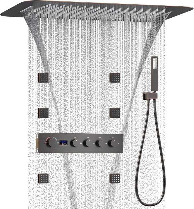 Oil Rubbed Bronze 16X24 inch Ceiling Mounted Rain Shower Head System, Digital by KATAIS