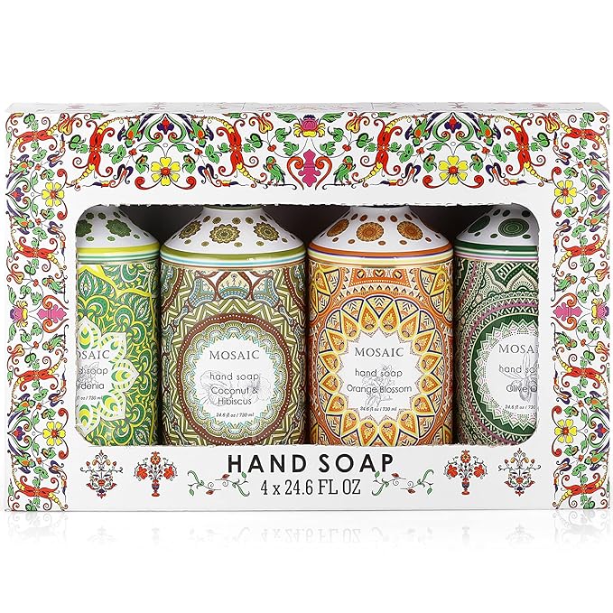 Mosaic Liquid Hand Soap / Wash Gift Set, Ideal Bathroom Kitchen Hand Soap Set by AnatoliaDaphne