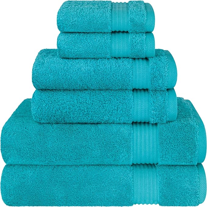 Cotton Paradise 6 Piece Towel Set 100% Cotton Soft Absorbent Turkish Towels by UNITEDHOMETEXTILE