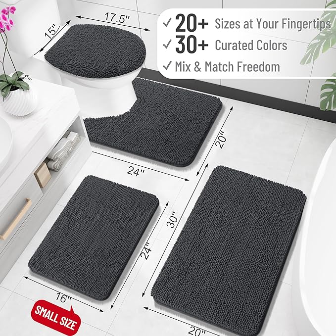 OLANLY Bathroom Rugs 30x20, Extra Soft Absorbent Chenille Bath Rugs, Rubber - Image 2