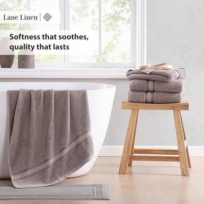 LANE LINEN 100% Cotton Bath Towels Set of 4 - Image 4