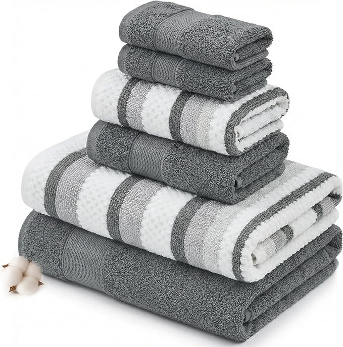 Modern Threads Pax 6-Piece Reversible Yarn Dyed Jacquard Towel Set by ModernThreads