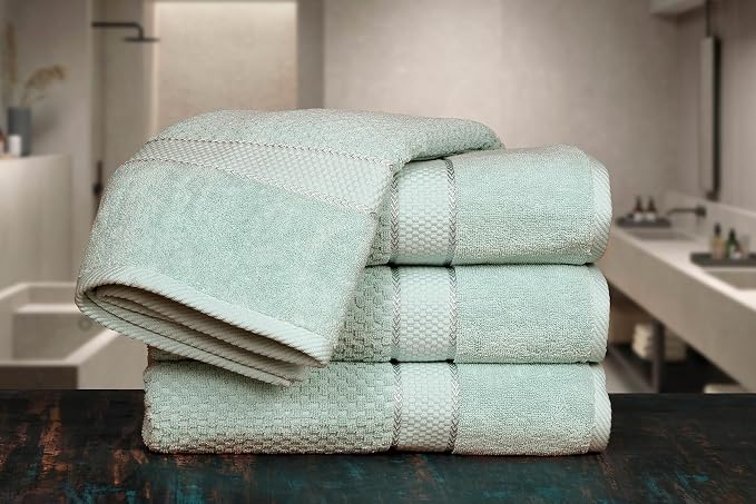 Ample Decor Bath Towels for Bathroom Set of 4 100% Cotton Popcorn Textured - Image 2