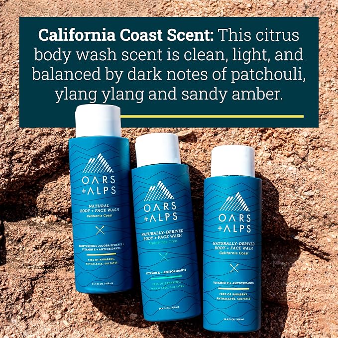 Oars + Alps Body and Face Wash for Men, Mens Body Wash & Face Cleanser - Image 7