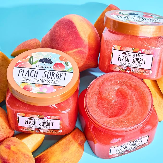 Tree Hut Peach Sorbet Shea Sugar Scrub, Exfoliating, Hydrating & Moisturizing - Image 6