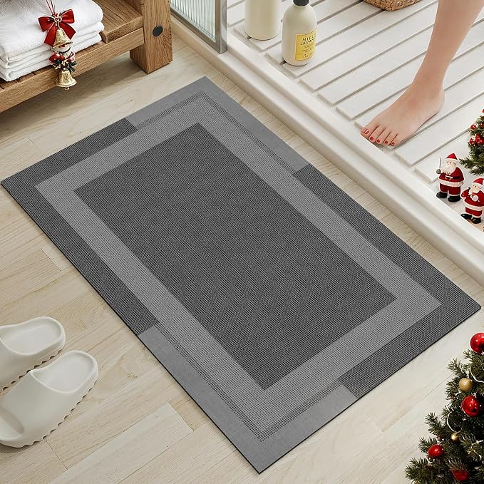 Non Slip Bath Mat, Rubber Backing Ultra Thin Bathroom Rugs Fit Under Door Quick by YDKGL