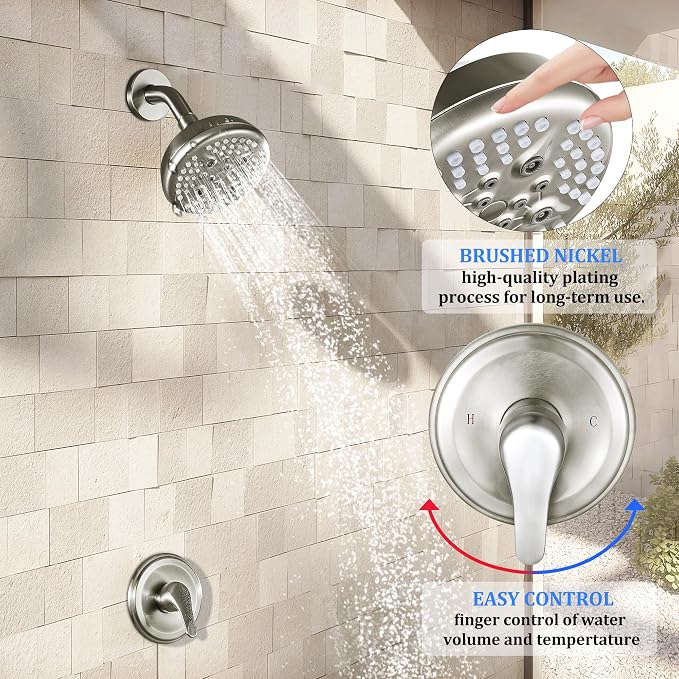 KINSE Shower Faucet Set, 5 Spray Rain Shower Fixtures, 5inchShower Head and - Image 3