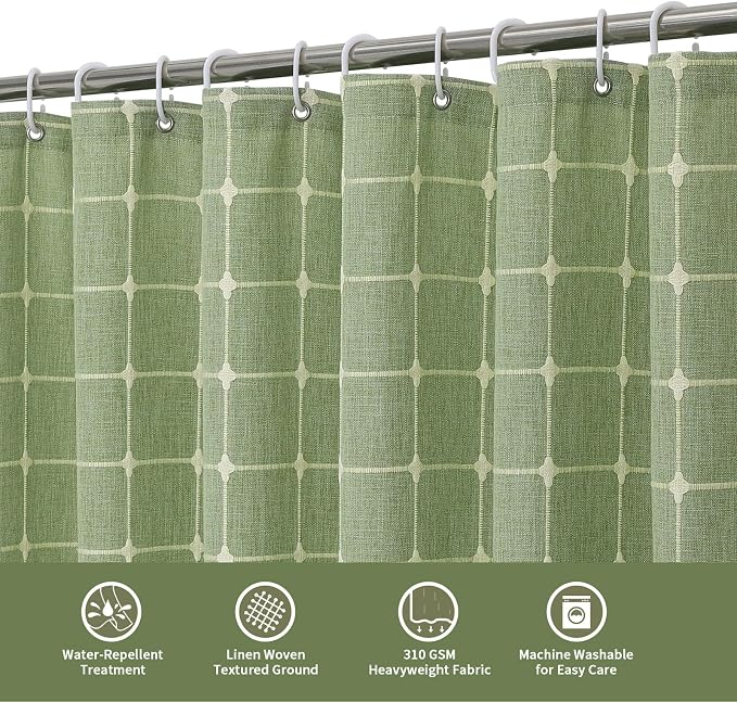 MitoVilla Boho Small Stall Shower Curtain 36 x 72, Sage Green Half Size Narrow - Image 3