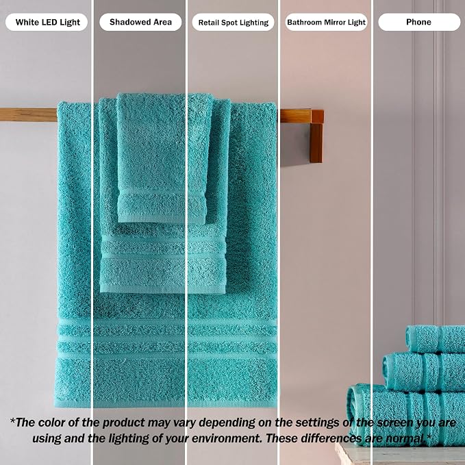 Teal Turquoise Washcloth Linen Set Premium Original Turkish Cotton, Hotel - Image 3