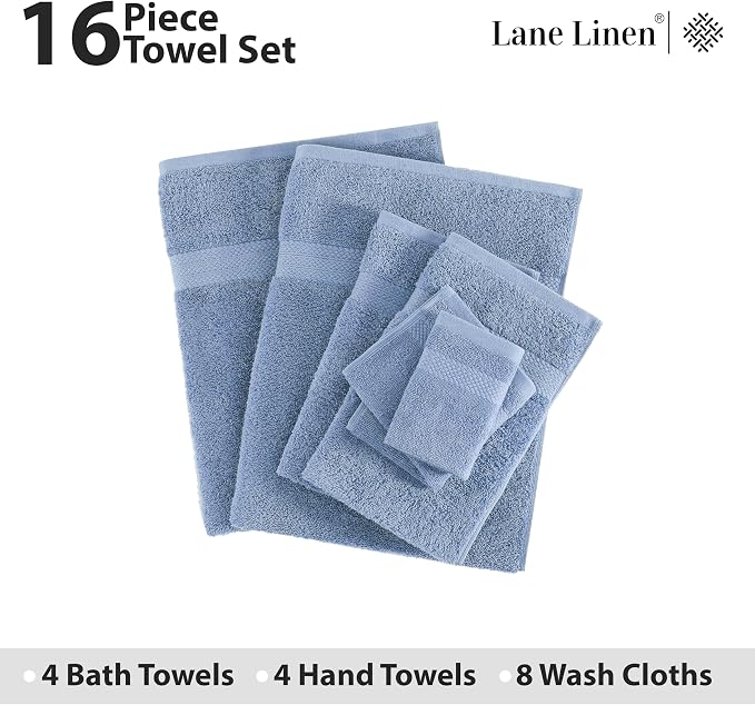 LANE LINEN 100% Cotton Premium Bathroom Towels Set - Image 4