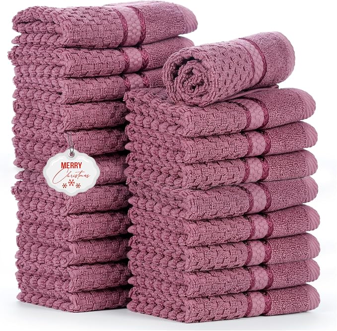 Ample Decor Washcloth Set of 20 Grape Purple 100% Cotton by AmpleDecor
