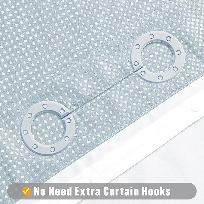 MitoVilla No Hooks Needed Extra Long Shower Curtain Liner Set - Image 3