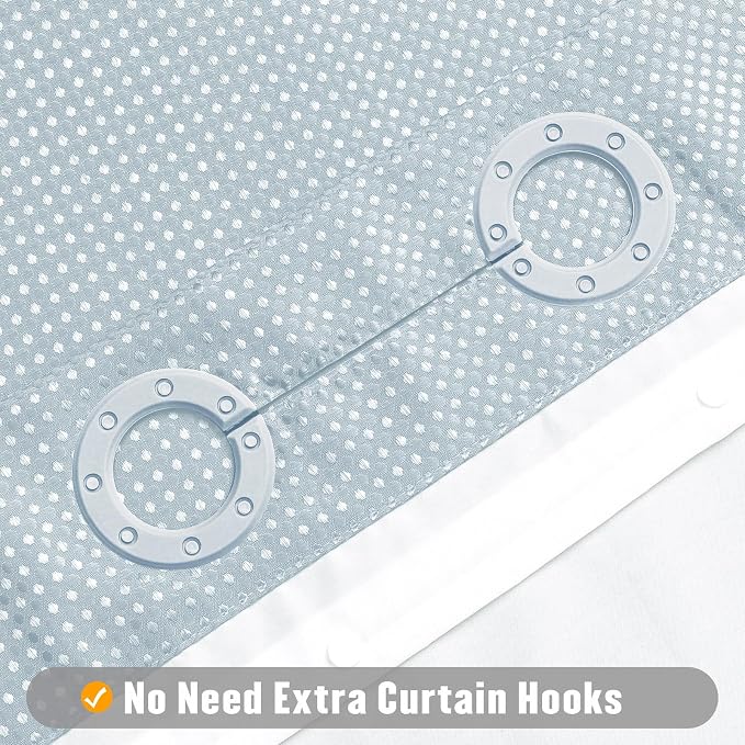 MitoVilla Blue Long Shower Curtain Liner Set 72 x 80, No Hooks Needed 80 inch - Image 3