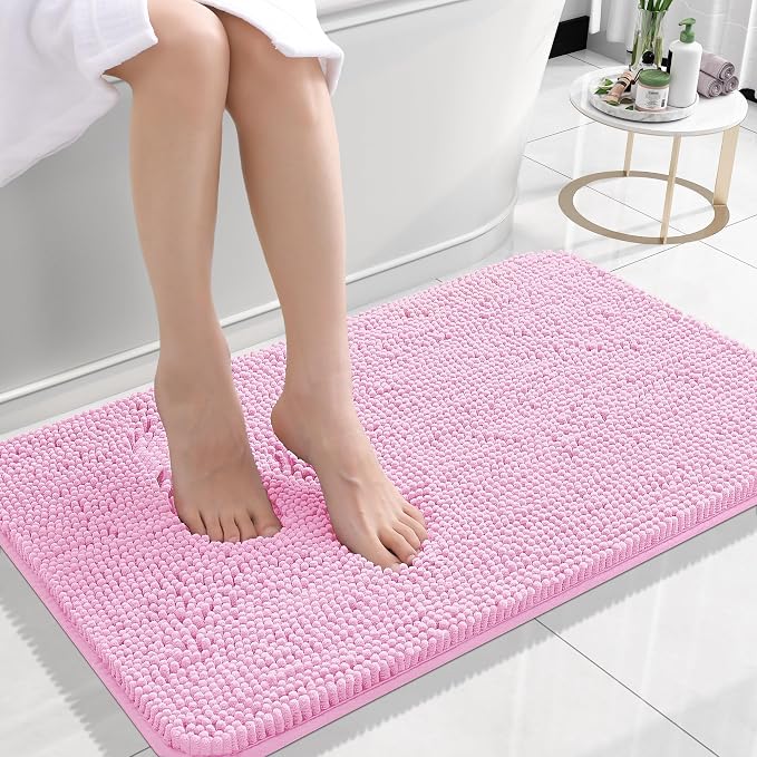 OLANLY Bathroom Rugs 24x16, Extra Soft Absorbent Chenille Bath Rugs, Rubber by OLANLY