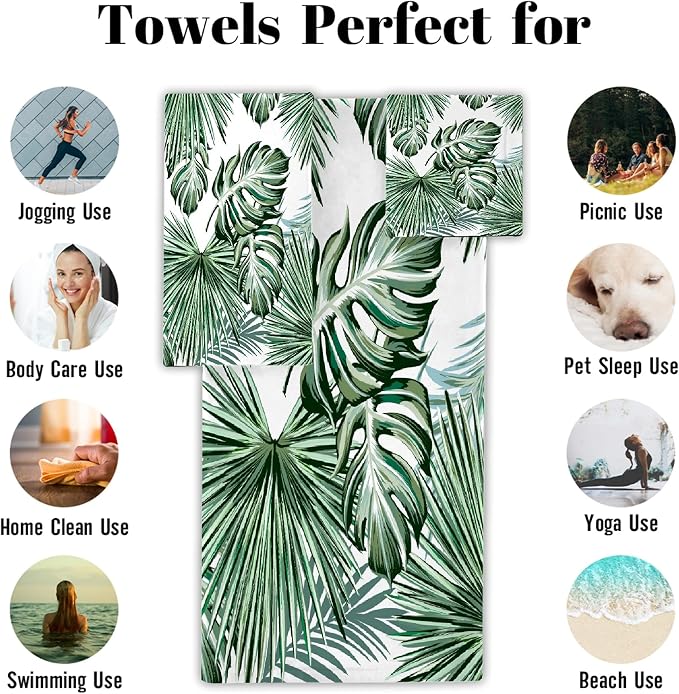 Deliciosa Palms Tropical Plants 3 Piece Towel Bathroom Sets, 1 Bath Towel - Image 3