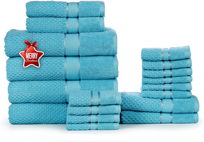 Ample Decor Bathroom Towel Set of 18-4 Bath Towel, 4 Hand Towel, 10 Wash Cloths by AmpleDecor