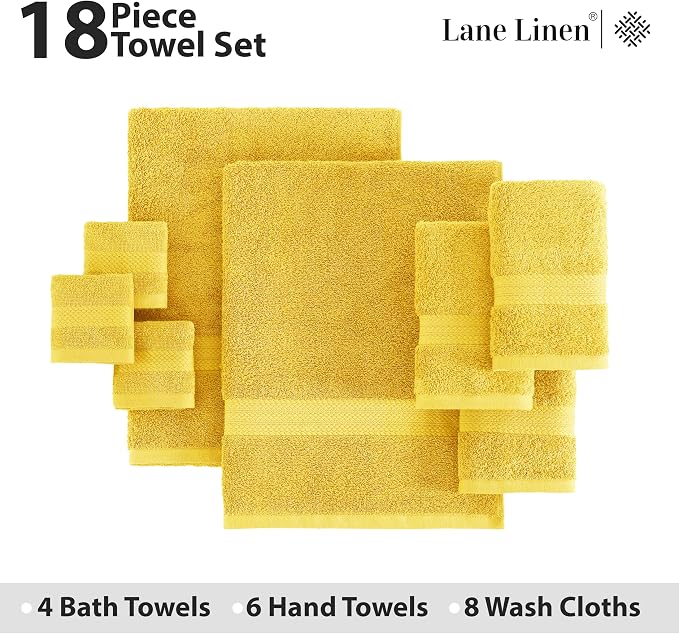 LANE LINEN 100% Cotton Turkish Bath Towel Set, 8 Washcloths, 6 Hand Towels - Image 4