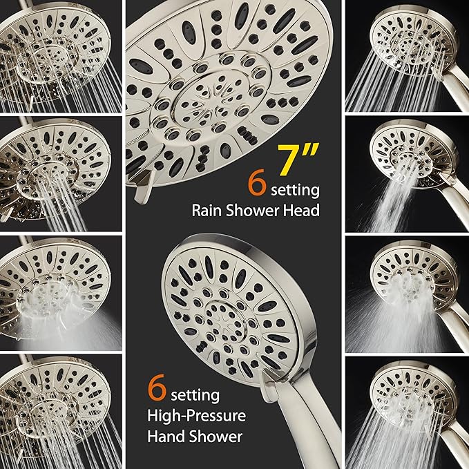 AquaDance 7" Premium High Pressure 3-Way Rainfall Combo - Image 3