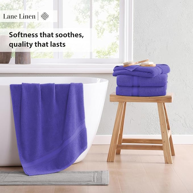 LANE LINEN 100% Cotton 4 Pack Bath Towels Set - Image 5
