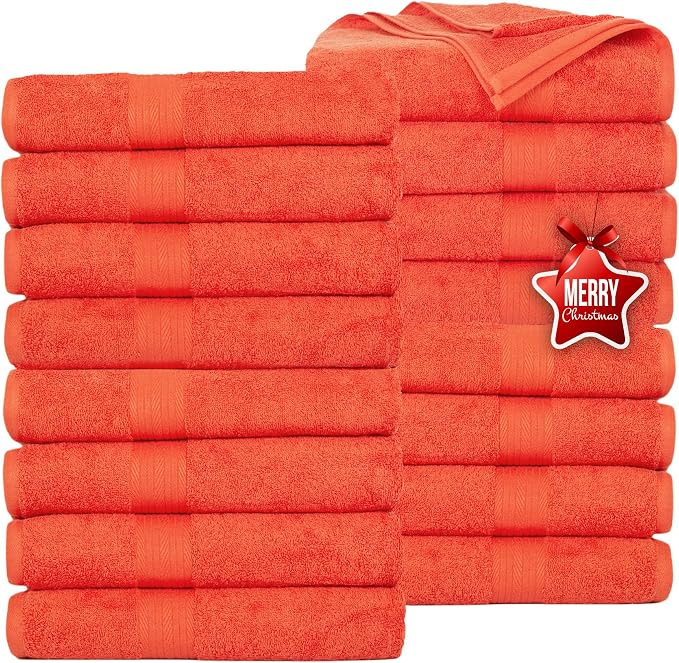 Ample Decor Bath Towels Pack of 16 600 GSM 100% Cotton, Absorbent Soft Premium by AmpleDecor