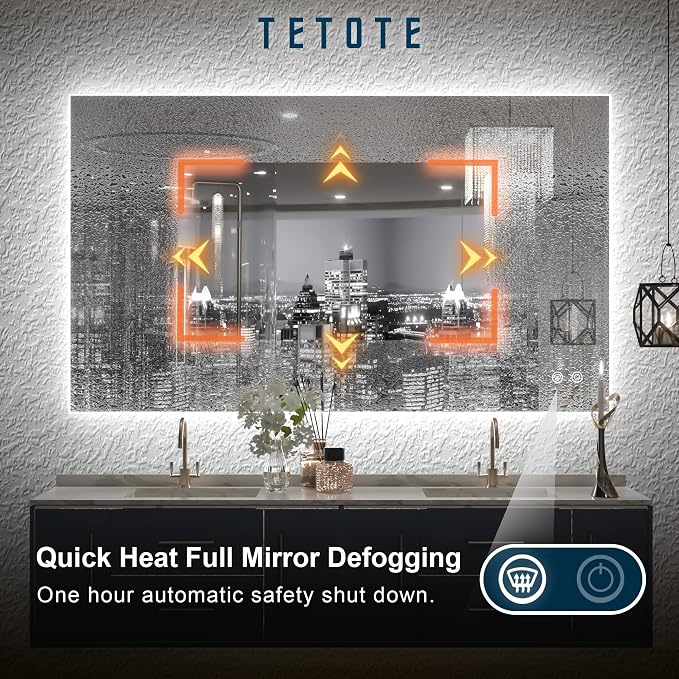 TETOTE 40 x 24 LED Backlit Vanity Mirror Bathroom, 3Color White/Warm/Natural - Image 4