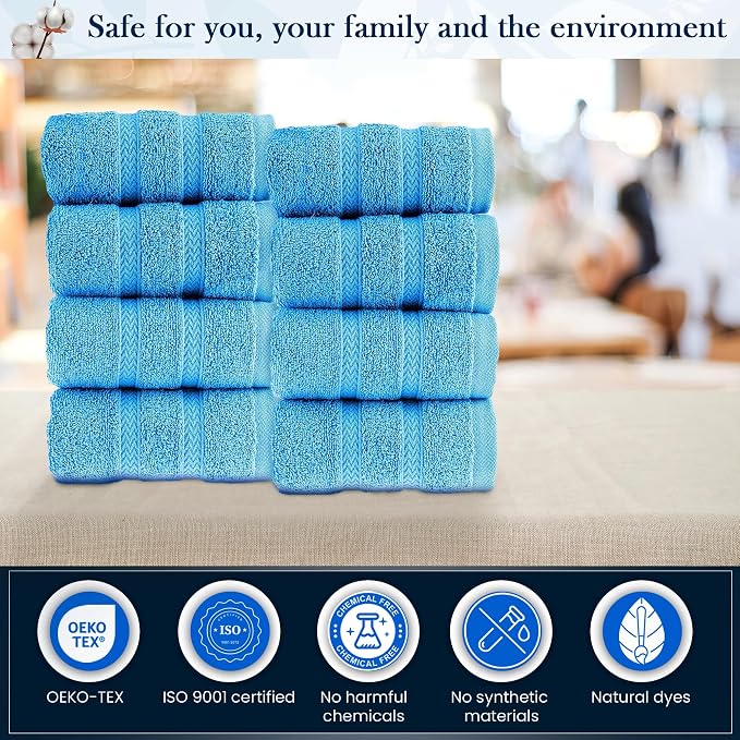 HALLEY Turkish 8 Pack Premium Washcloths 650 GSM Highly Absorbent Super Soft - Image 3