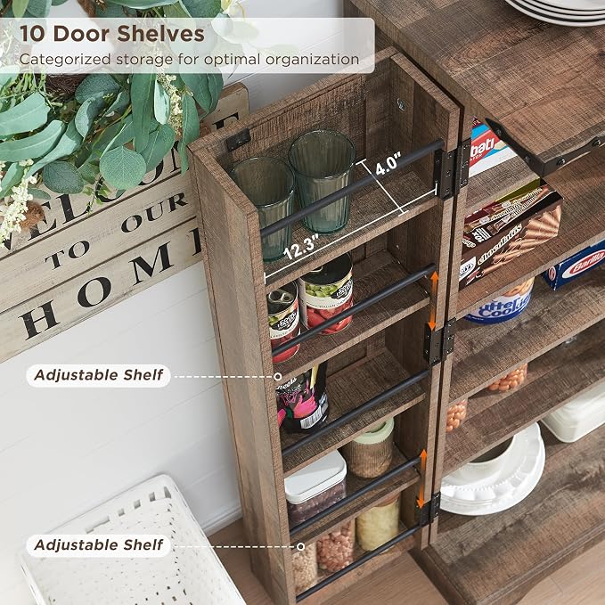 ACCOHOHO 47" Kitchen Pantry, Farmhouse Storage Cabinet - Image 5