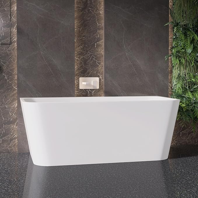 59" Acrylic Back-to-Wall Bathtub, Freestanding Bathtubs, Stand Alone Tub - Image 7