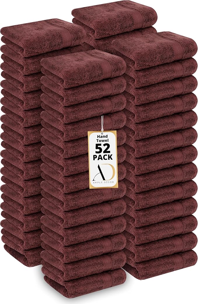 Ample Decor Hand Towel 18 X 28 Inch Pack of 52 600 GSM 100% Cotton, Soft by AmpleDecor