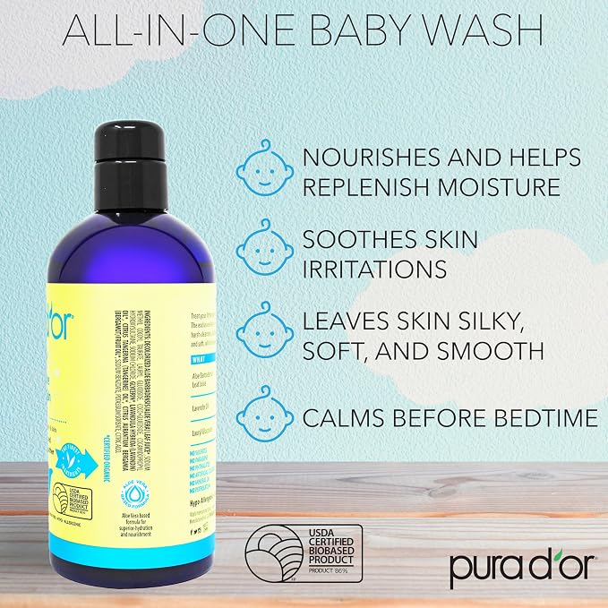 PURA D'OR 16 Oz All-in-One Calming Baby Wash & Shampoo - Image 2