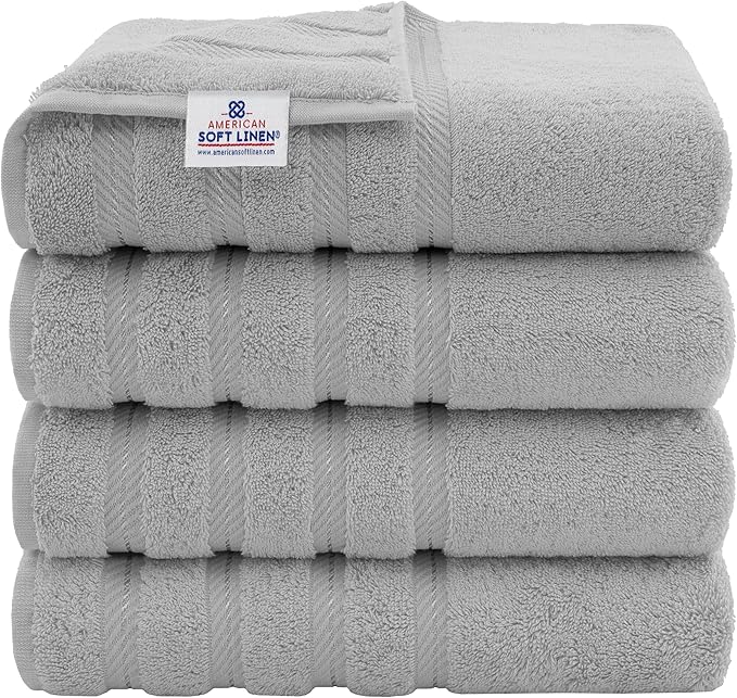 American Soft Linen Luxury 4 Piece Bath Towel Set, 600 GSM 100% Cotton Turkish by AmericanSoftLinen