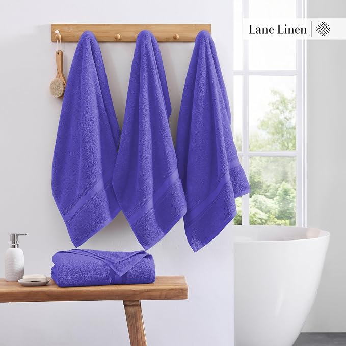 LANE LINEN 100% Cotton 4 Pack Bath Towels Set - Image 3