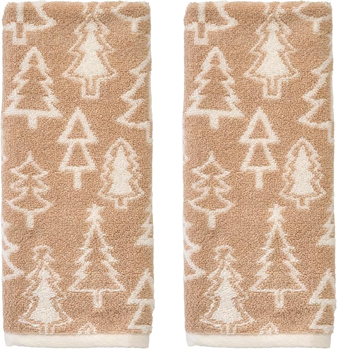 SKL Home Christmas/Winter Mod Tree 100% Cotton Premium 2-Piece Hand Towel Set by SKLHomebySaturdayKnightLtd