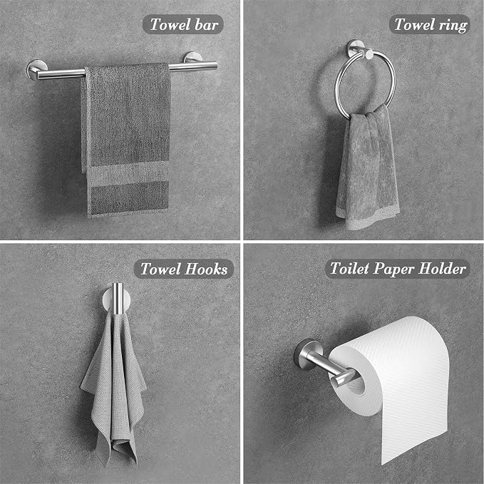Bathroom Hardware Towel Bar Set -Brushed Nickel Bathroom Accessories Set - Image 6