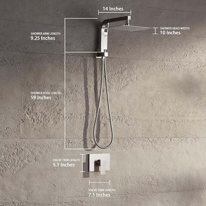 Shower Faucet Set with 10 Inch Shower Heads with Handheld Spray Combo, Rainfall - Image 6