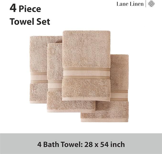 LANE LINEN 100% Cotton Bath Towels Set of 4 - Image 4