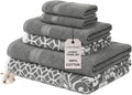 Modern Threads Trefoil Filigree 6-Piece 100% Cotton Towel Set – Reversible Yarn by ModernThreads