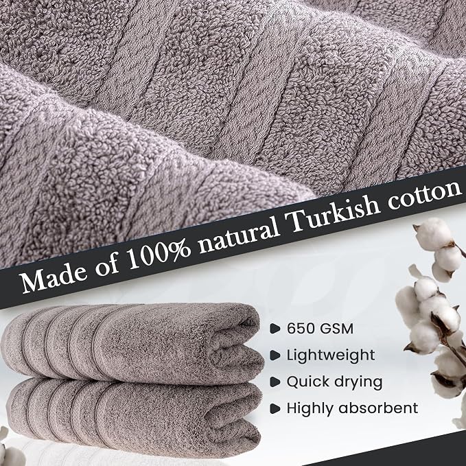 HALLEY Turkish 2 Pack Premium Bath Towels 650 GSM Highly Absorbent Super Soft - Image 2