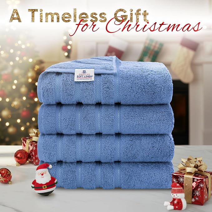 American Soft Linen Luxury 4 Piece Bath Towel Set, 600 GSM 100% Cotton Turkish - Image 2