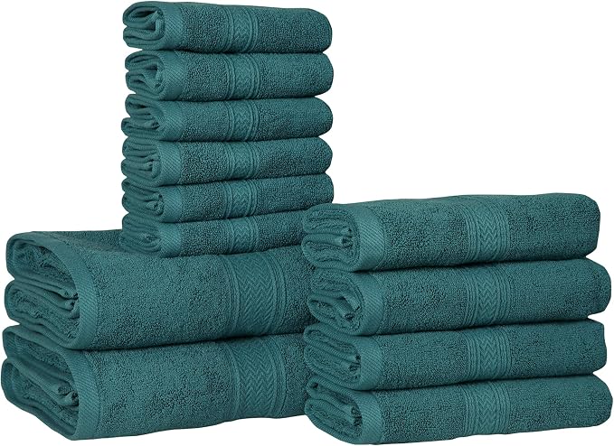 Hillfair 12-Piece 600 GSM Cotton Bath Towel Set by HILLFAIR