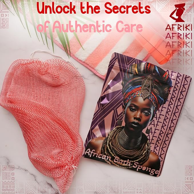 AFRIKI African Net Sponge – Exfoliating Body Scrubber, All Skin Types | 45 in - Image 4
