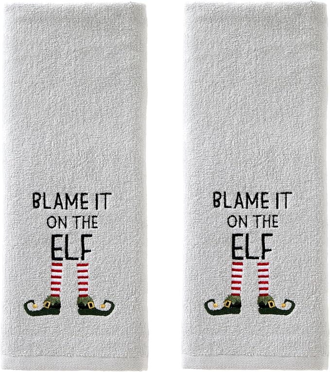 SKL Home Christmas/Winter Blame It On The Elf Hand Towel 2pc Set by SKLHomebySaturdayKnightLtd