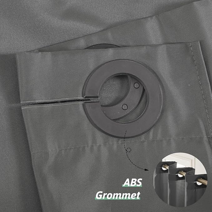 Dark Grey Shower Curtain No Hooks Needed, Polyester Fabric Long Shower Curtain - Image 7
