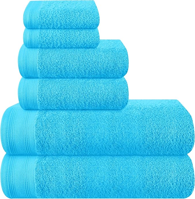 Ultra Soft 6 Pack Cotton Towel Set, Contains 2 Bath Towels 28x55 inch, 2 Hand by Unknown
